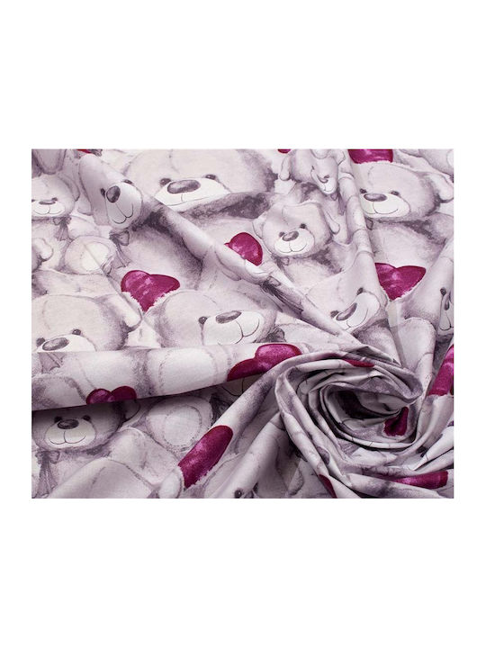 Dimcol Teddy Bear Cotton Swaddle Wrap Purple 80x80cm.