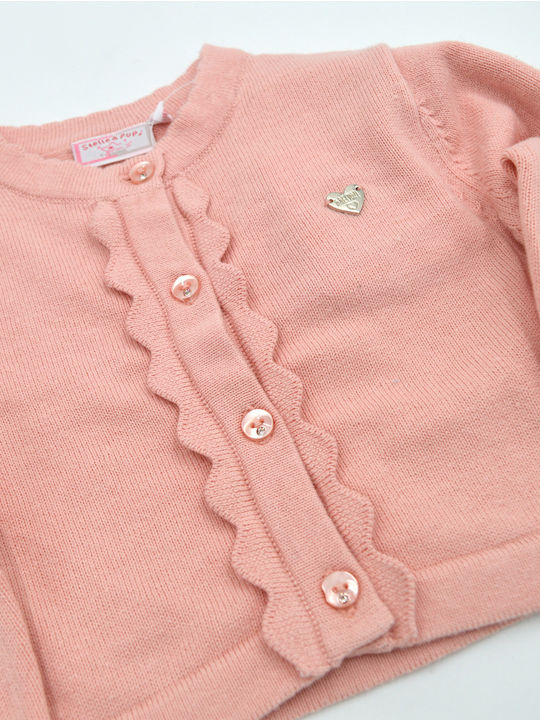 Extan Bebe Girls Knitted Cardigan with Zipper Pink