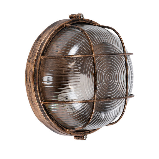 GloboStar Boatlight Wandmontierte Außen-Schildkrötenleuchte E27 IP65 17.5x17.5x9εκ.