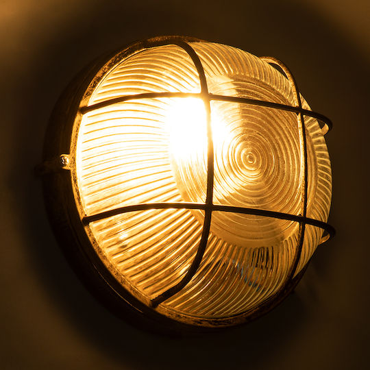 GloboStar Boatlight Wandmontierte Außen-Schildkrötenleuchte E27 IP65 17.5x17.5x9εκ.