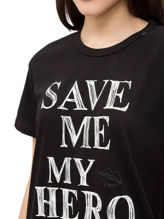 Save Me My Hero Damen T-Shirt Schwarz