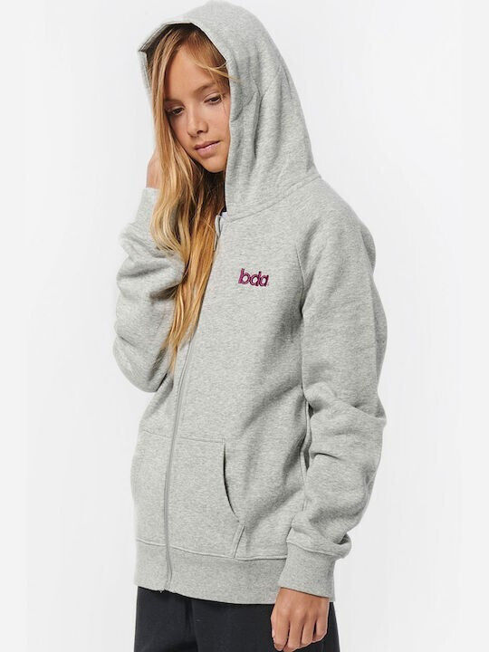 Body Action Girls Hooded Sweatshirt with Zipper Gray E