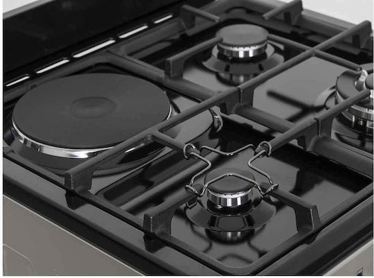Thermogatz TGS 8001 IX Gas- & Elektroherd 92Es mit Gas- & Elektrokochfeldern B60cm. Inox