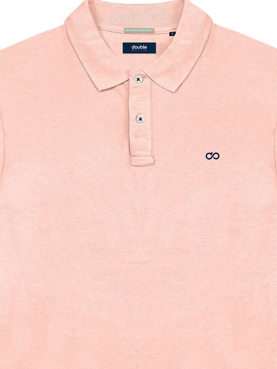 Double Men's Short Sleeve Blouse Polo Pink