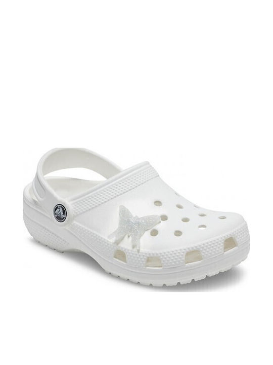 Crocs Джибитс Декорация За Обувки Тънка Блестяща Бяла