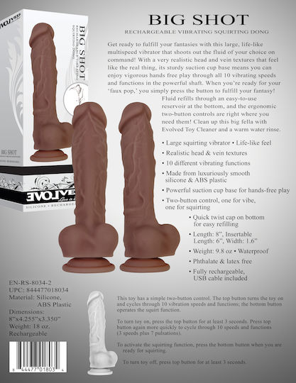 Pipedream Evolved Big Shot Glass Dildo with Balls, Suction Cup, and Ejaculating Capability Flesh 20cm