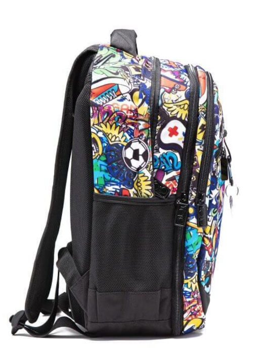 Yolo Graffiti 2 in 1 Ghiozdan Școlar de Spate pentru Școala Primară Multicolor cu Husă pentru Sticlă de Apă 28L