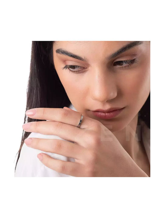 Oxzen Damen Ring mit Zirkonia aus Stahl Vergoldeter