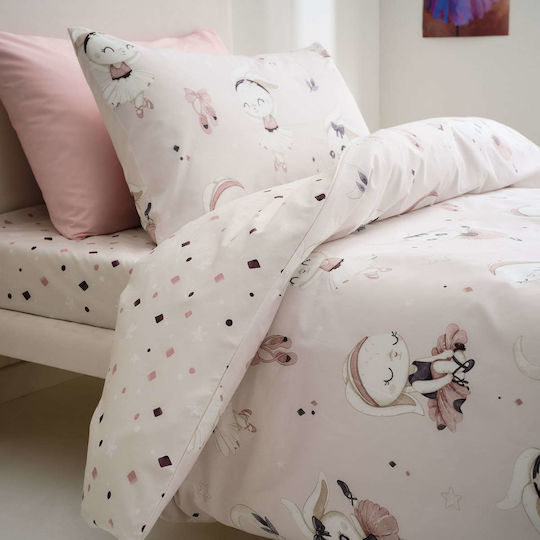 Vesta Home Set Kinderbettlaken Baumwolle Ballarina Rosa 170x260cm 3 Stück