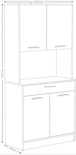 Alchemymauro Fusiko Στήλη Κουζίνας Μαύρο 83.3x40x176.1εκ.