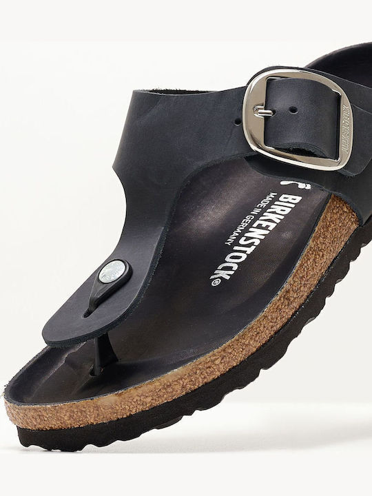 Gizeh Leather Women's Flat Sandals Anatomic in Black Color