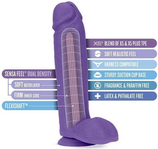 Blush Bold Huge Glass Dildo with Balls and Suction Cup Purple 27cm