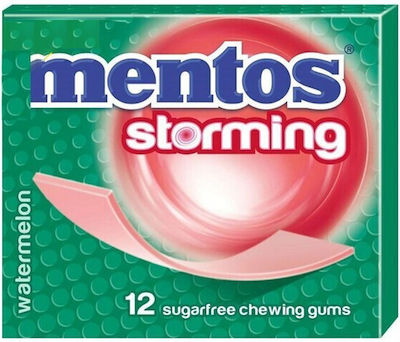 Mentos Chewing gum Storming with Καρπούζι Flavour Sugar Free 12pcs 33gr