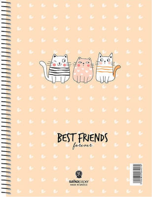 Salko Paper Spiral Notebook Ruled A4 90 Sheets 3 Subjects Friends 1pcs (Μiscellaneous Designs)