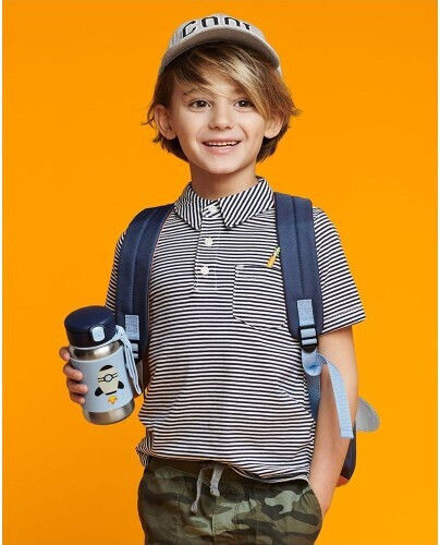 Skip Hop Rocket Kids Water Bottle Stainless Steel with Straw Light Blue 350ml