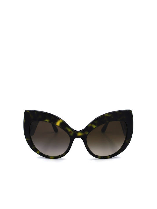 Dolce & Gabbana Women's Sunglasses with Gold Tartaruga Horn-Rimmed Frame and Brown Gradient Lenses DG4321 502/13