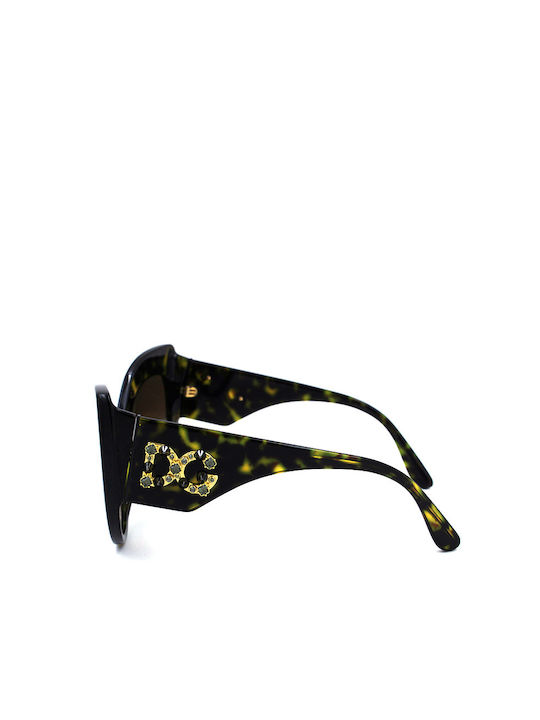 Dolce & Gabbana Women's Sunglasses with Gold Tartaruga Horn-Rimmed Frame and Brown Gradient Lenses DG4321 502/13