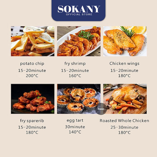 Sokany Heißluftfritteuse mit Wi-Fi 5Es Schwarz SK-3011