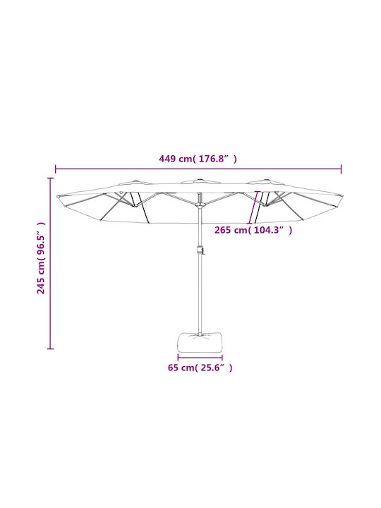Squared Plastic Brown Parasol 4.49x2.65xH2.45m