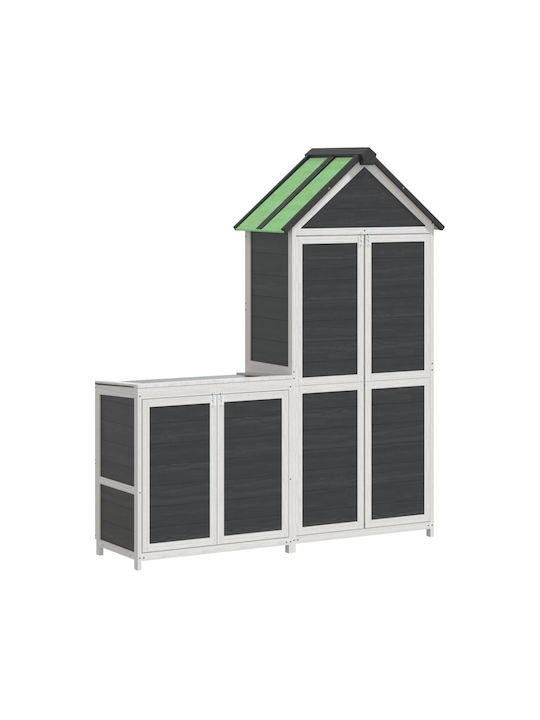 Wooden Garden Warehouse with Double-Leaf Door Gray L0.79xW0.53xH1.85cm