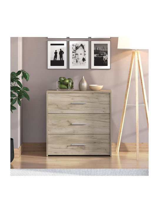 Garona Wooden Chest of Drawers with 3 Drawers 80.5x33x80.5cm