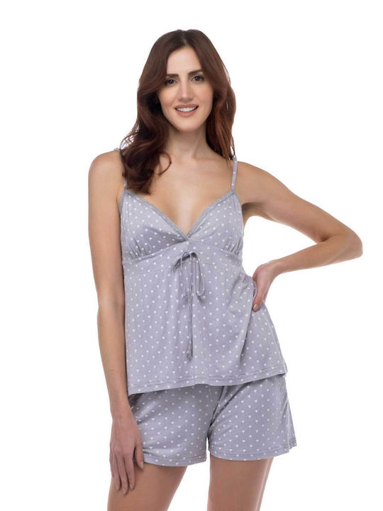 Secret Point Pajama Women's Baby Doll Polka Dots - Grey