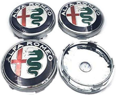 Wheel Center Caps Alfa Romeo with 60mm Internal Diameter Black/Red 4pcs