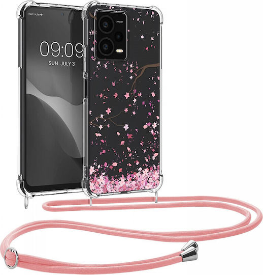 KWmobile Design Cherry Blossoms Back Cover Silicone with Strap Pink (Redmi Note 12 Pro+)