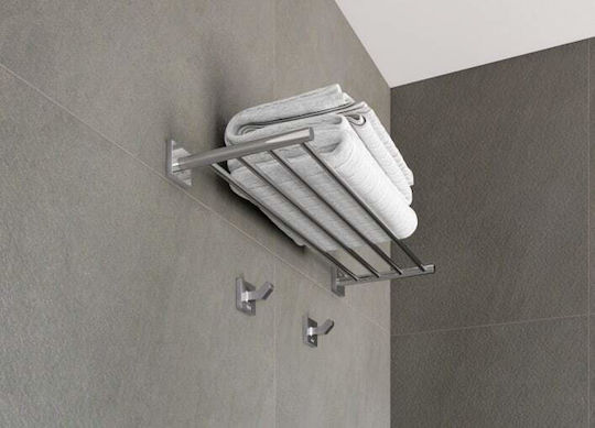 Roca Cubica Bathroom Shelf Unit Wall-Mounted with Screws 20x4.5cm Silver