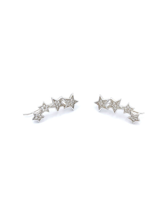 PS Silver Ohrringe Ear Climbers aus Silber mit Steinen