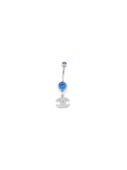 PS Silver Navel Earring Bar made of Silver with Stones