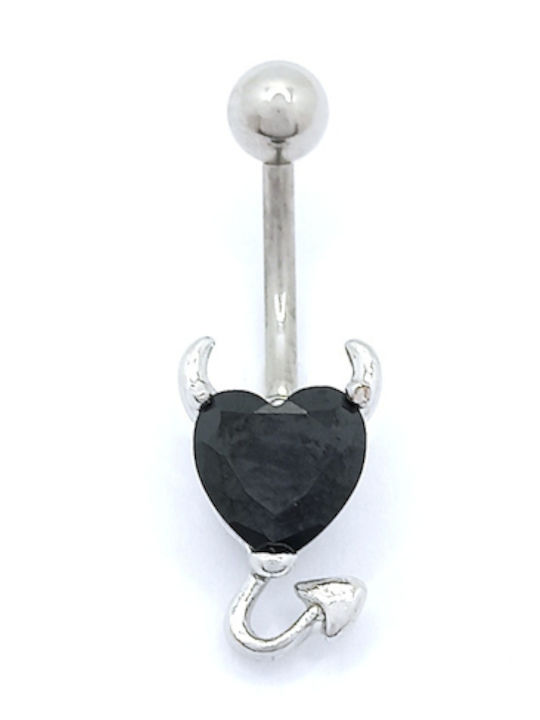 PS Silver Belly Button Piercing Earring Black Steel