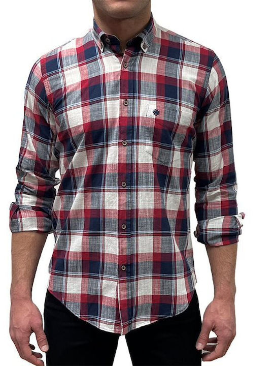 Dors Men's Shirt Long Sleeve Cotton Checked Multicolour