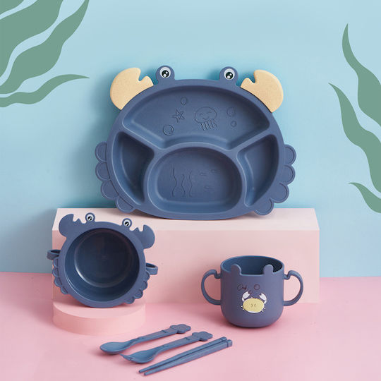 Baby Cloud Feeding Set Crab made of Barley Blue 4pcs