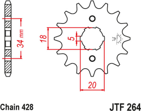 JT Sprockets Γρανάζι Μπροστά για Yamaha DT