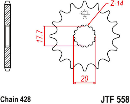 JT Sprockets Предно зъбно колело за Yamaha ДТ 125