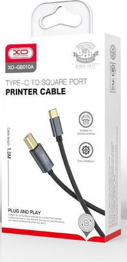 XO GB010B USB 2.0 Cable USB-C male - USB-B Μαύρο 1.5m XO-GB010B