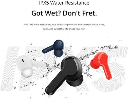 Realme Buds T100 Bluetooth Handsfree Ακουστικά με Αντοχή στον Ιδρώτα και Θήκη Φόρτισης Μπλε