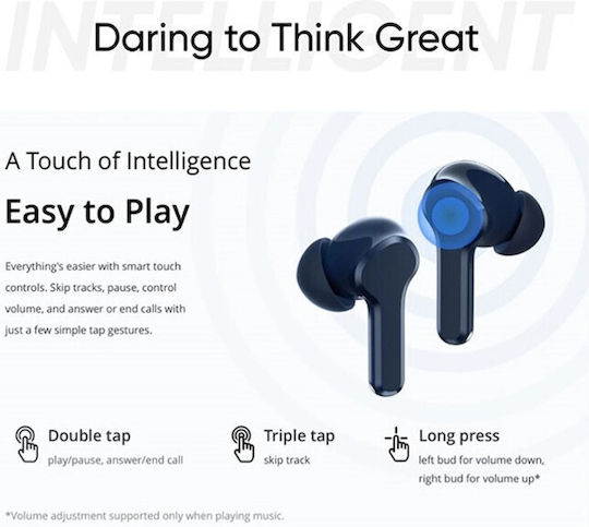 Realme Buds T100 Bluetooth Handsfree Earphones with Sweat Resistance and Charging Case White