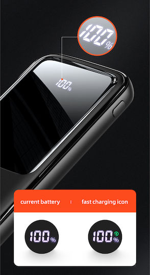 Usams PB58 Power Bank 10000mAh with 2 USB-A Ports and USB-C Port Power Delivery / Quick Charge 3.0 Black