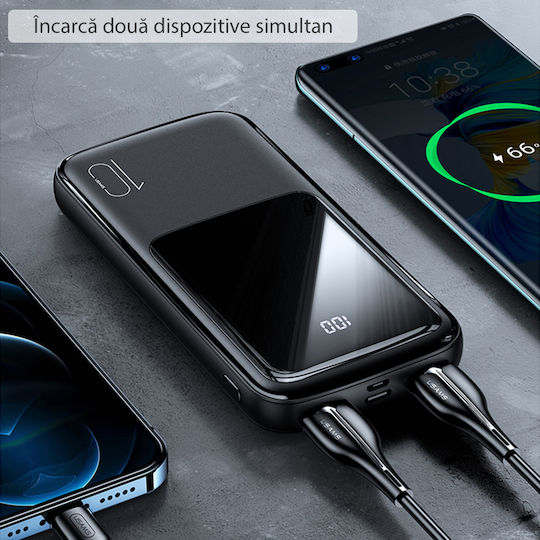 Usams PB58 Power Bank 10000mAh mit 2 USB-A Anschlüssen Schwarz