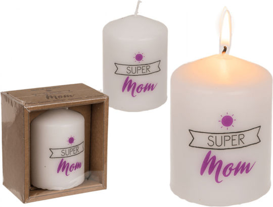 Out of the Blue Decorative Candle Super Mom White 6x8cm