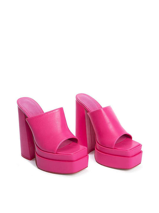 Keep Fred Chunky Heel Mules Fuchsia HIL-885-FUXIA