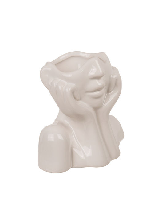 Out of the Blue Vază Decorativă Ceramică Face Albă 14x7xÎ14cm
