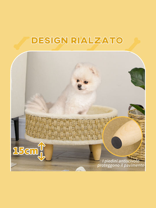 Pawhut Elevated Dog Bed Beige 48x48cm