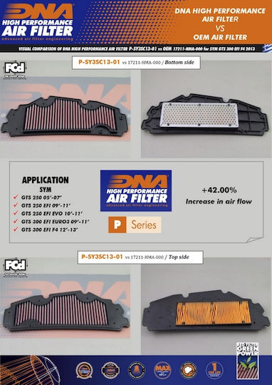 DNA Filters Φίλτρο Αέρα Μοτοσυκλέτας Sym Cruisym 300