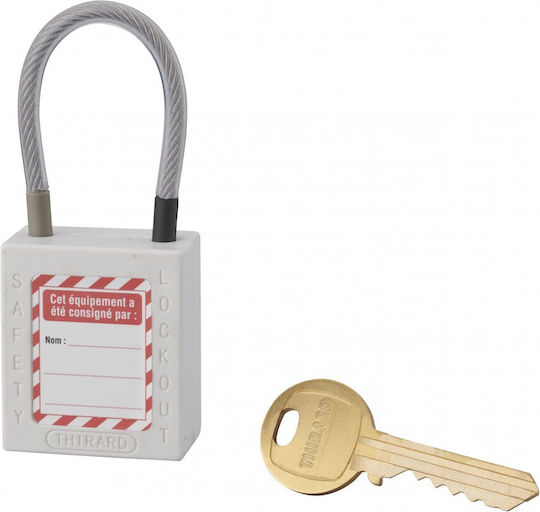 Thirard Plastic Padlock with Cable with Key 38mm White 1pcs