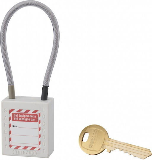 Thirard Plastic Padlock with Cable with Key 38mm White 1pcs