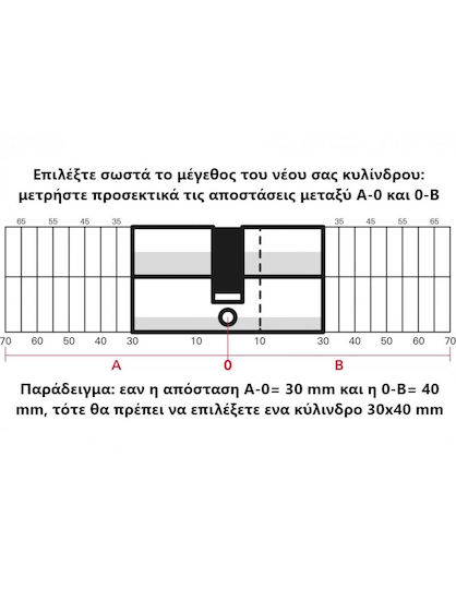 Thirard Lock Cylinder 90mm (35-55) with 3 Keys Gold