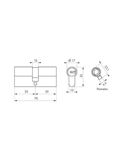 Thirard Lock Cylinder Security 70mm (35-35) Silver
